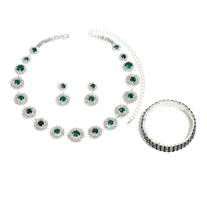 Set nakita s rhinestones: naušnice, ogrlica i narukvica; geometrijski lagani luksuzni stil; uzorak zvijezda/sunca i mjeseca, oblaci i svemir
