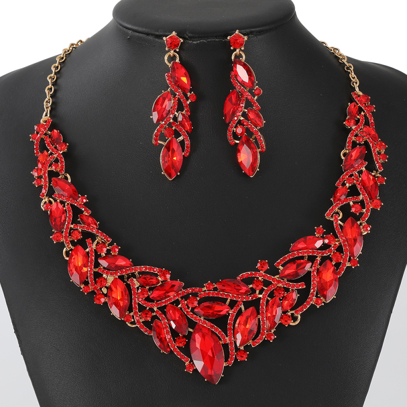 Σετ κολιέ και σκουλαρίκια από κράμα ψευδαργύρου, τεχνητοί κρύσταλλοι, σχήματα λουλουδιών και σταγόνας, Ο-αλυσίδα, ρυθμιζόμενος μήκος 21–50 cm