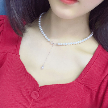 Κολιέ Purple Moon Pearl με φυσικά μαργαριτάρια γλυκού νερού, σφαιρικό σχήμα, ασημένια αλυσίδα 925, προέλευση Zhuji