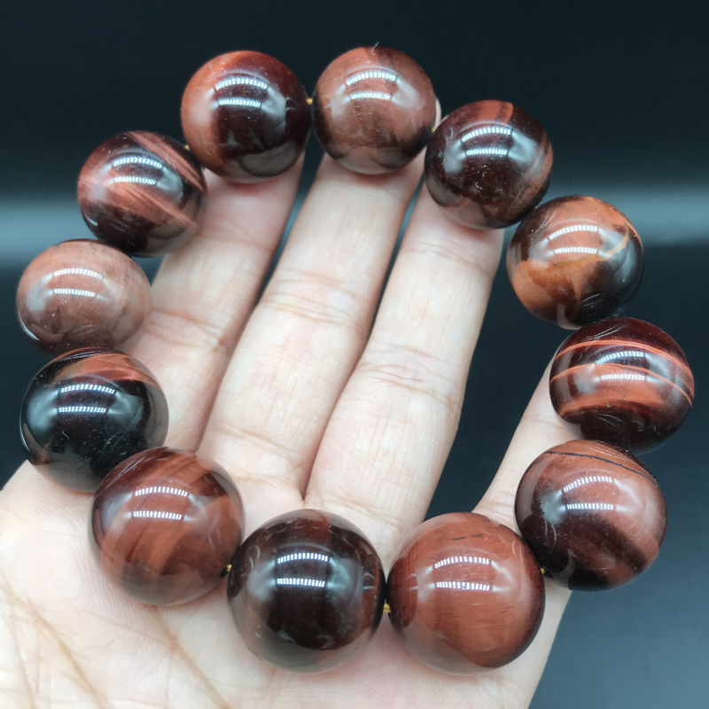 Естествена гривна с тигрово око от кристал, кръгли мъниста, шлайфана и полирана повърхност, самостоятелно опакована, подходяща за бизнес подаръци