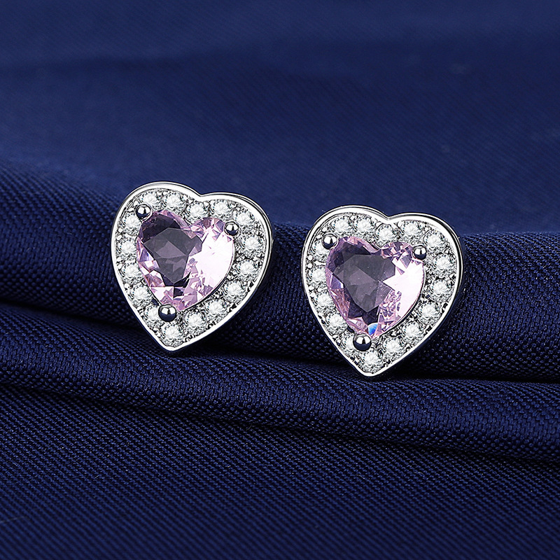 Vaskist südamekujuline kõrvarõngad teemantide paigaldamisega, LED-72 mudel