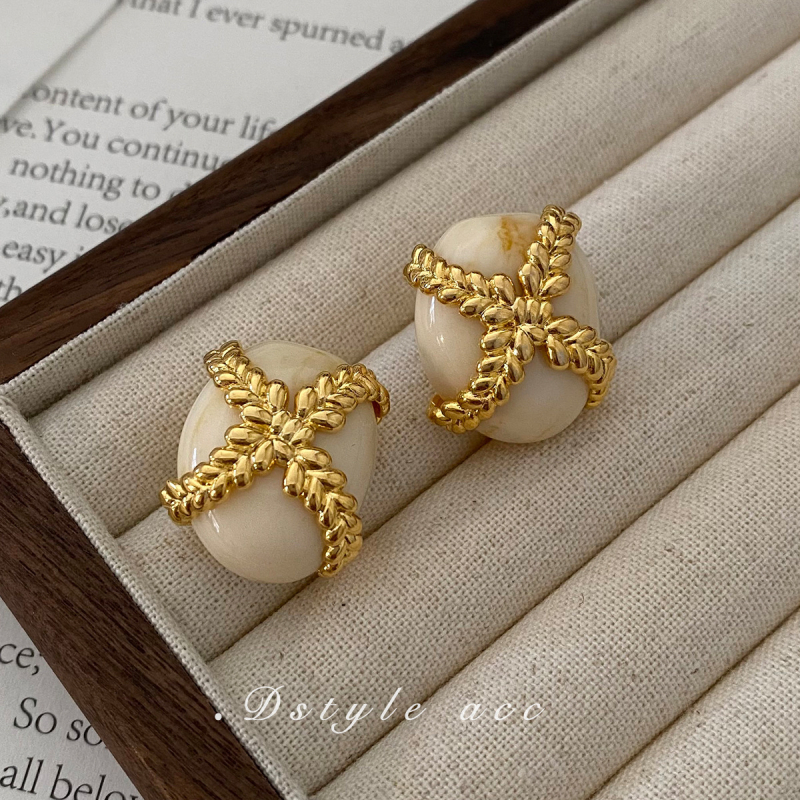 Kõrvarõngad – vase, elektroplatinatsioon, kerge luksus stiil, geomeetriline ovaalne disain, Small charming, Jinhua