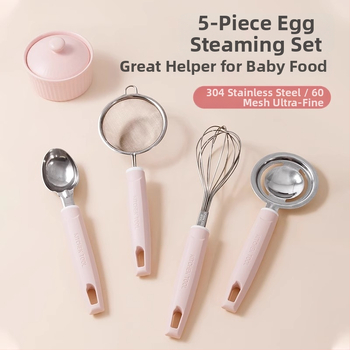Kūdikių maisto garinimo formų rinkinys – nerūdijantis plienas, maisto kokybės, nereguliarūs formų kepiniams ir kiaušiniams, kiaušinių plakiklis