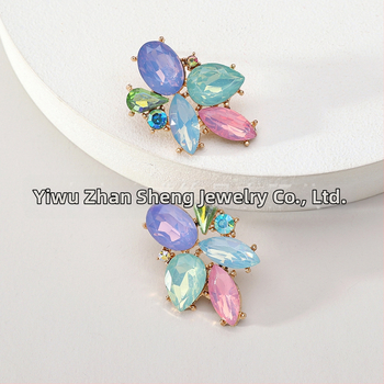 Naušnice s dijamantnom obradom, listični oblik, cinkova legura, nehrđajući čelik za post, ležerni stil