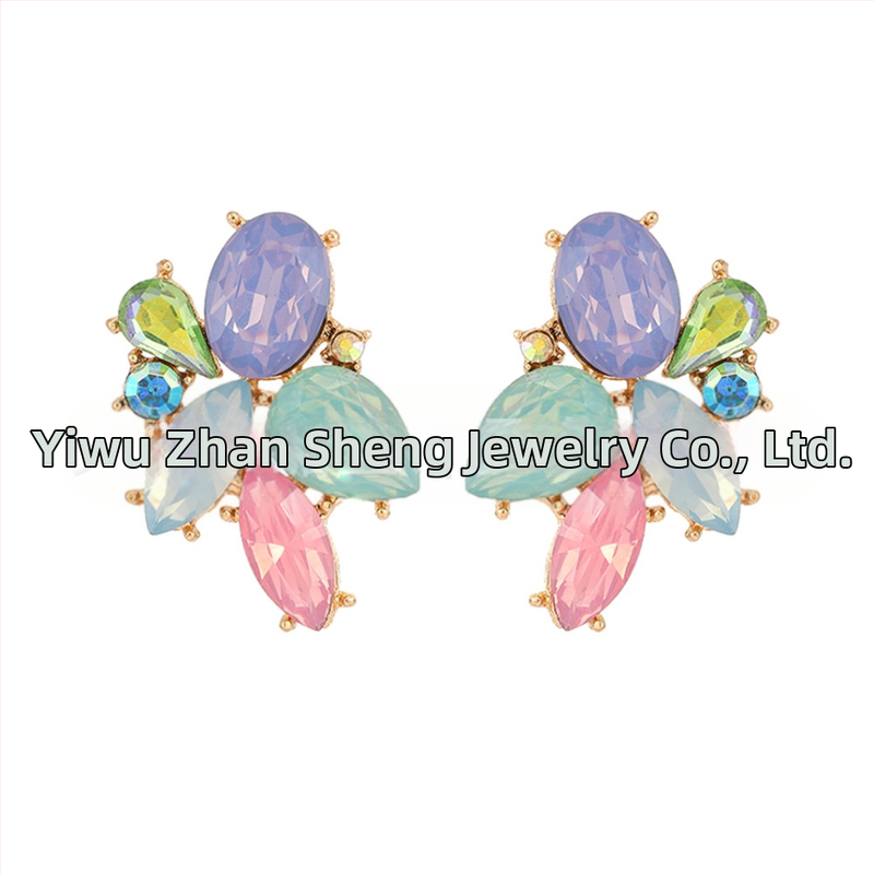 Naušnice s dijamantnom obradom, listični oblik, cinkova legura, nehrđajući čelik za post, ležerni stil