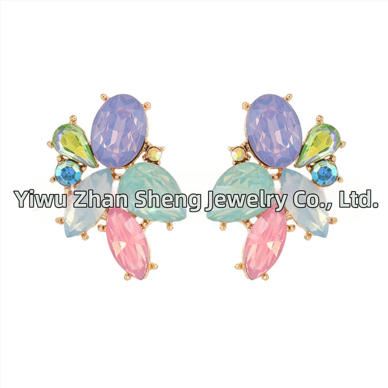 Naušnice s dijamantnom obradom, listični oblik, cinkova legura, nehrđajući čelik za post, ležerni stil