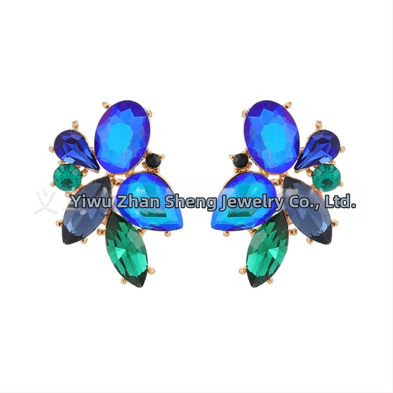 Naušnice s dijamantnom obradom, listični oblik, cinkova legura, nehrđajući čelik za post, ležerni stil