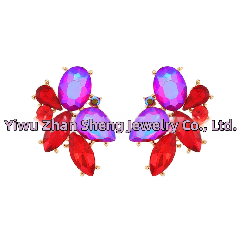 Naušnice s dijamantnom obradom, listični oblik, cinkova legura, nehrđajući čelik za post, ležerni stil