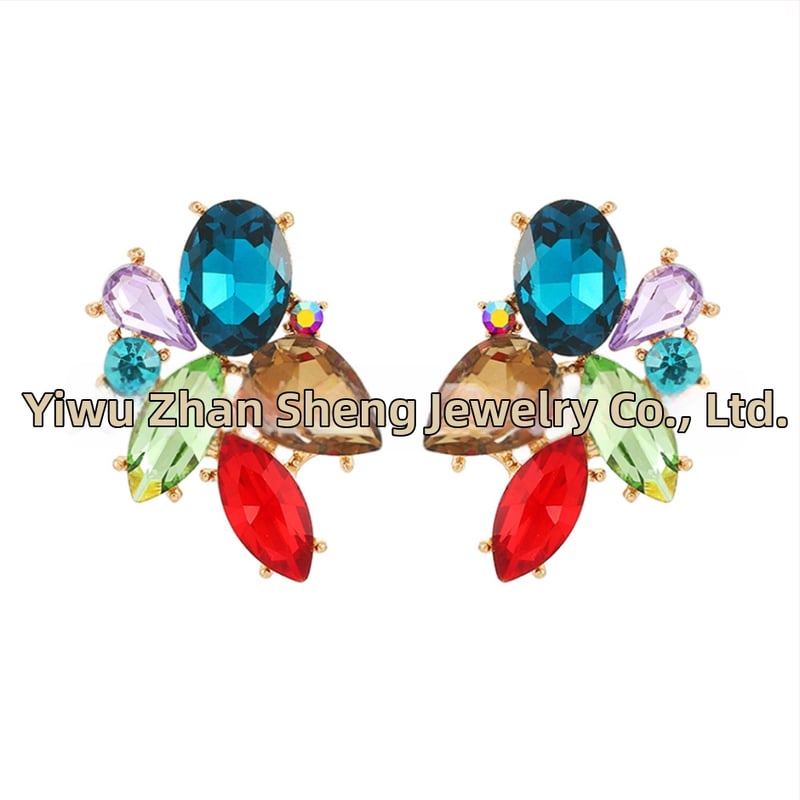 Naušnice s dijamantnom obradom, listični oblik, cinkova legura, nehrđajući čelik za post, ležerni stil