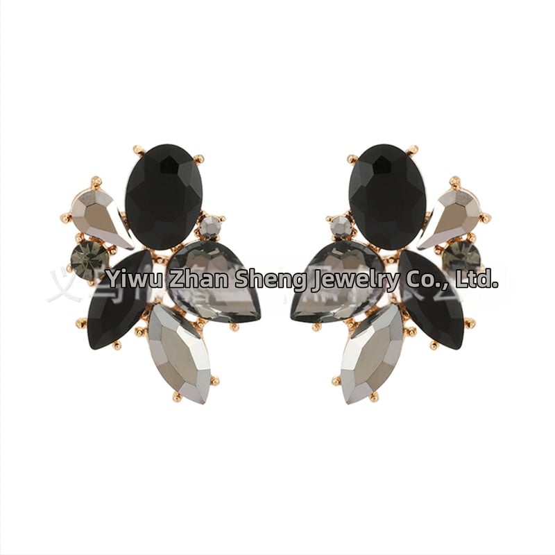 Naušnice s dijamantnom obradom, listični oblik, cinkova legura, nehrđajući čelik za post, ležerni stil