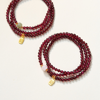 Narukvica od prirodnog granata i Hetianskog nefrita, ručna izrada, kineski stil, geometrijski oblik