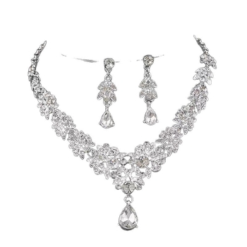 Vjenčani dijadem od legure s rhinestones, trodjelni set: kruna, naušnice i ogrlica