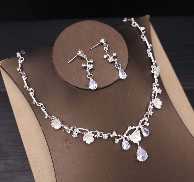 Vjenčani dijadem od legure s rhinestones, trodjelni set: kruna, naušnice i ogrlica