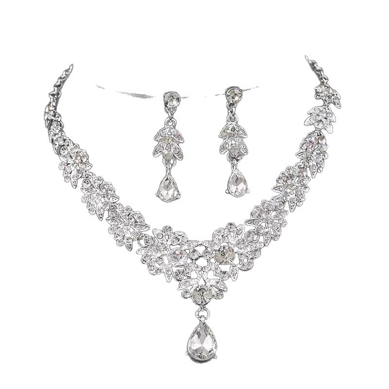 Vjenčani dijadem od legure s rhinestones, trodjelni set: kruna, naušnice i ogrlica