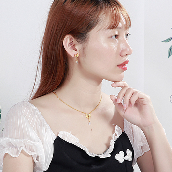 Sieviešu auskaru un kaklarotas komplekts, titāna tērauds, tauriņa/insektu motīvs