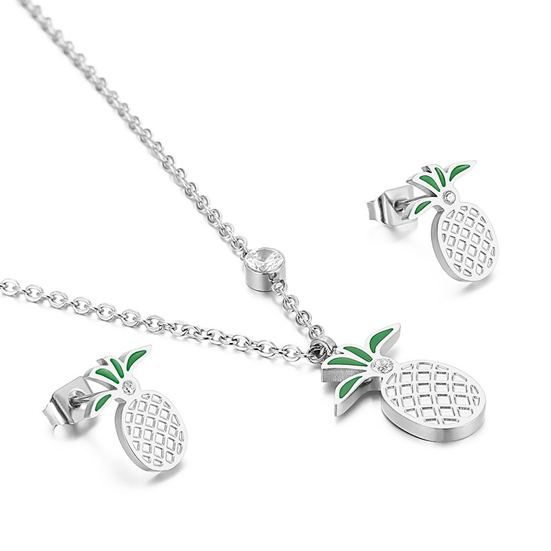 Sieviešu auskaru un kaklarotas komplekts, titāna tērauds, tauriņa/insektu motīvs