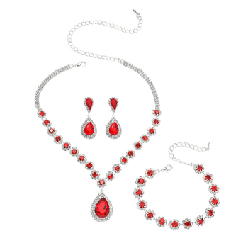 Set nakita: ogrlica, naušnice i narukvica – rhinestones; elektroplatirani završetak; lanac u obliku figure; privjesak od umjetnog kristala; uzorci: srce, kapljica, zvon