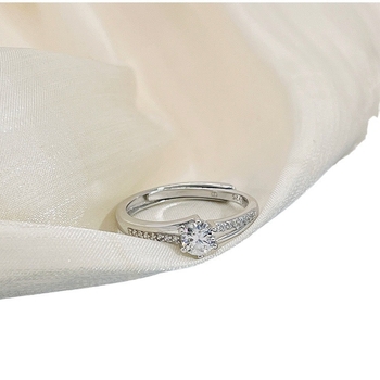 S925 sudraba Moissanīta gredzens sievietēm, sešu kāju uzstādījums, svaigs un salds stils