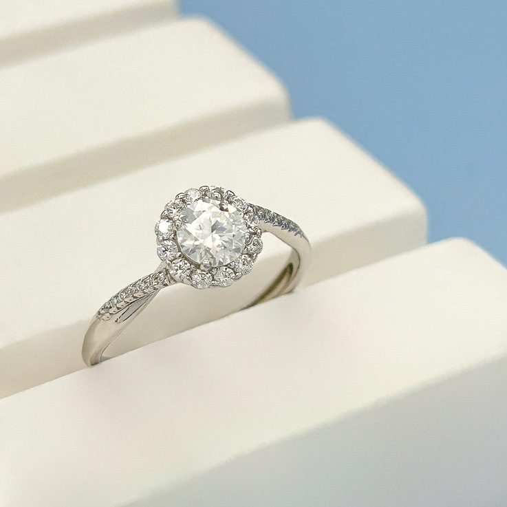 S925 sudraba Moissanīta gredzens sievietēm, sešu kāju uzstādījums, svaigs un salds stils