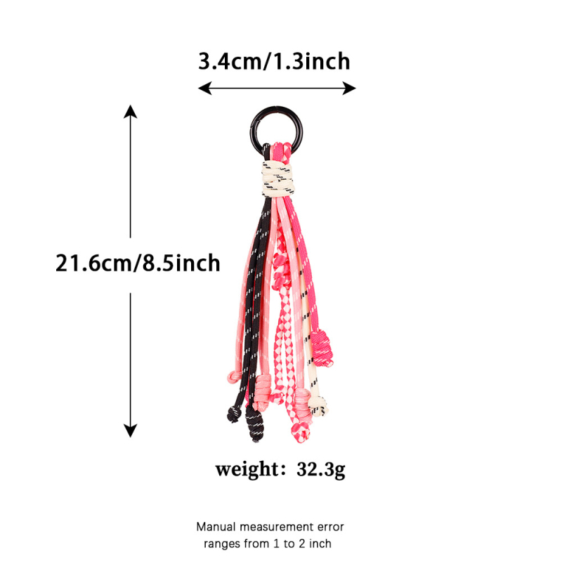 Moderns rokām darināts atslēgu piekariņš ar mezglu, poliestera aukla; somas dekora ar augu rakstu, personalizēta dāvana