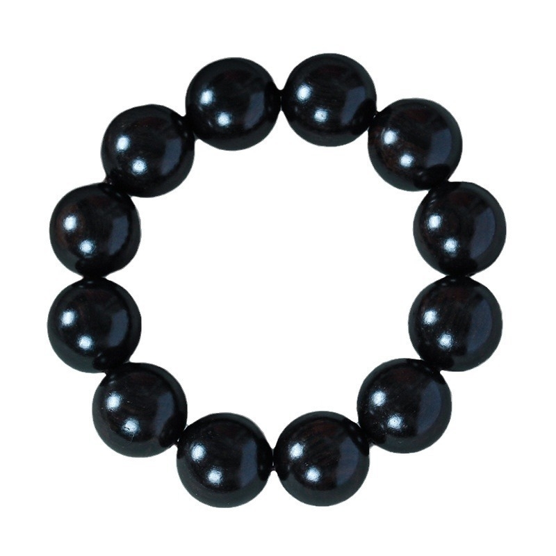 Kézzel készített ebonifa gyöngy karkötő, kínai stílus, polírozott felülettel, ideális ajándék időseknek és barátoknak