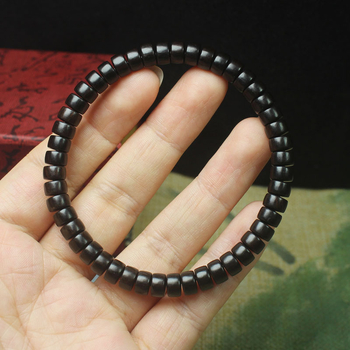 Fából készült karkötő tabletta gyöngyökkel, uniszex, vallási stílus, gépi formázás és kézi polírozás