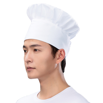 Šefpavāra cepure: kokvilnas twills audums, rūtains raksts, plakana augšdaļa, bez malām, drukāts logotips