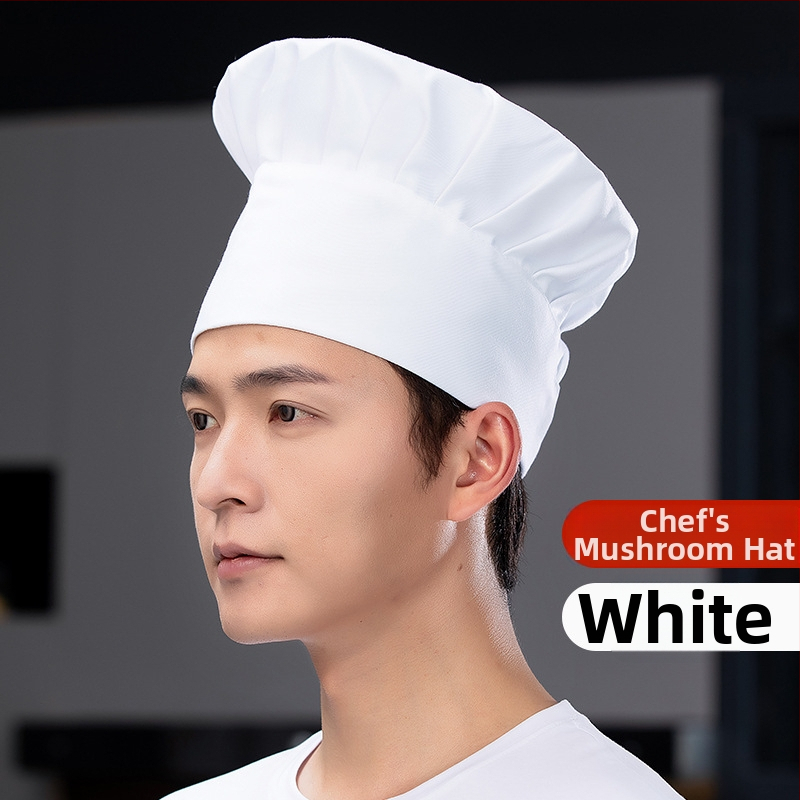 Šefpavāra cepure: kokvilnas twills audums, rūtains raksts, plakana augšdaļa, bez malām, drukāts logotips