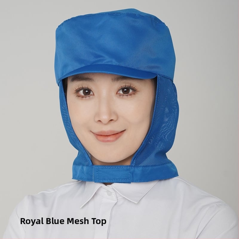 Sievietes elpojoša kokvilnas higiēniskā cepure pārtikas darbnīcai ar izšūtu logotipu, korejiešu stilā, plakana galvas daļa, īsa mala