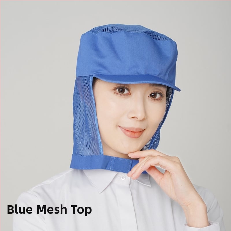 Sievietes elpojoša kokvilnas higiēniskā cepure pārtikas darbnīcai ar izšūtu logotipu, korejiešu stilā, plakana galvas daļa, īsa mala