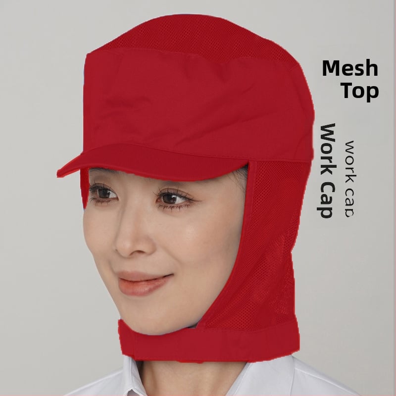 Sievietes elpojoša kokvilnas higiēniskā cepure pārtikas darbnīcai ar izšūtu logotipu, korejiešu stilā, plakana galvas daļa, īsa mala