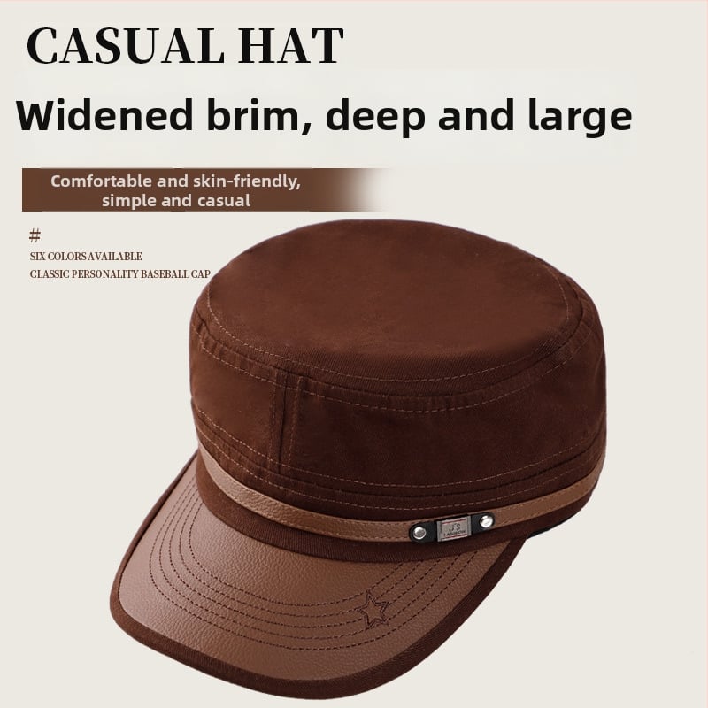 Plakana cepure, universāla, kokvilnas twill audums ar izšuvumu un platām malām