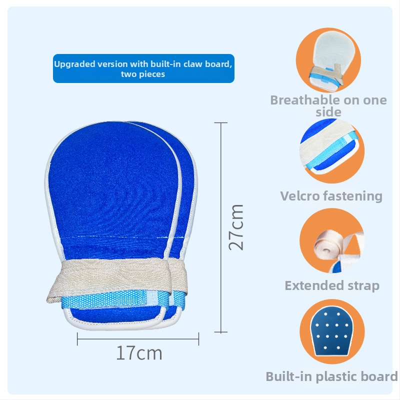 Vyresniųjų priežiūros ribojimo rinkinys: alkūnės ribojančios pirštinės ir fiksuojantis diržas, medžiaga – alyvos juostelė, be įkaitinimo