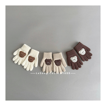 Παιδικά πλεκτά γάντια για τον χειμώνα, Unisex, 1-6 ετών, σχέδιο tie-dye, Κορεάτικος στυλ με διαχωρισμένα δάχτυλα