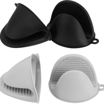 Silīkonu virtuves komplekts: termiskā aizsardzība – cimdiņš un klips turēšanai mikroviļņu un cepeškrāsnij; cimdiņa garums 8,5 cm; moderns minimālisma stils; pielāgošana pieejama