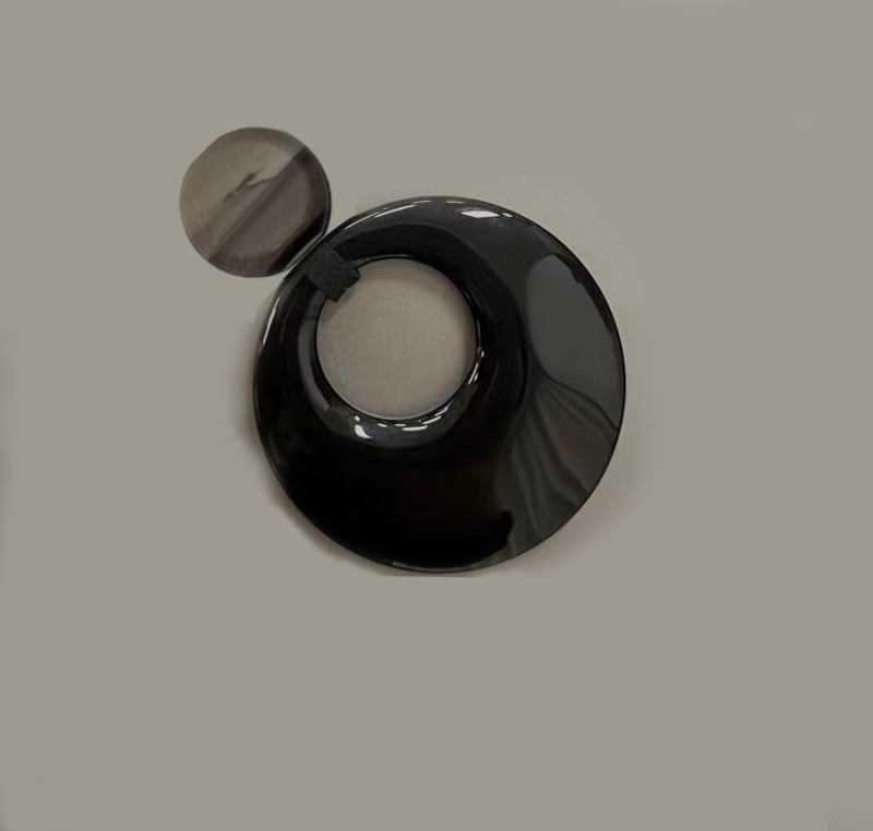 Pandantiv din obsidian, formă circulară, piatră naturală, șlefuire și lustruire, personalizabil