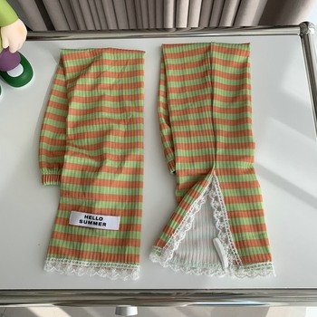 Svītrainas mežģīņu roku sargi sievietēm vasarai – UV aizsardzība, poliestera