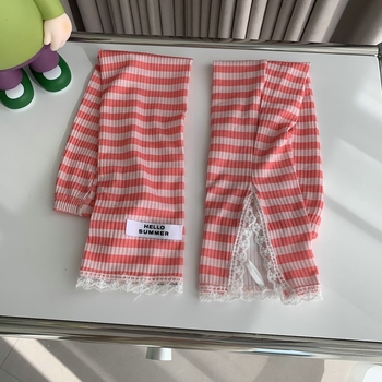 Svītrainas mežģīņu roku sargi sievietēm vasarai – UV aizsardzība, poliestera