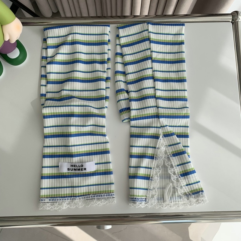 Svītrainas mežģīņu roku sargi sievietēm vasarai – UV aizsardzība, poliestera