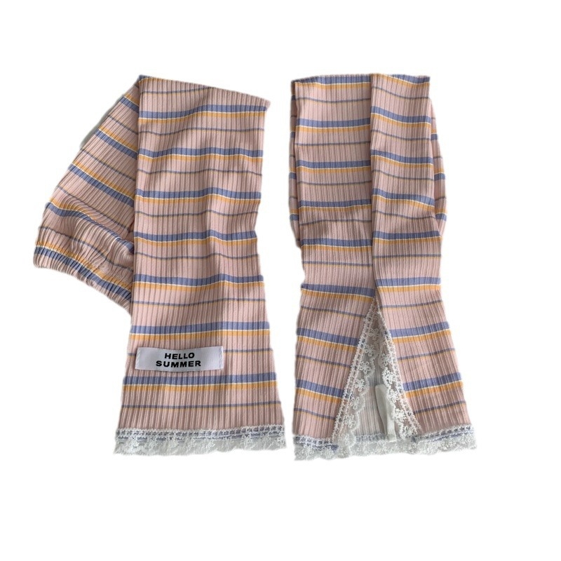 Svītrainas mežģīņu roku sargi sievietēm vasarai – UV aizsardzība, poliestera