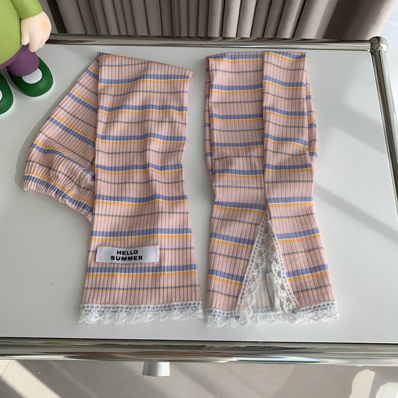 Svītrainas mežģīņu roku sargi sievietēm vasarai – UV aizsardzība, poliestera