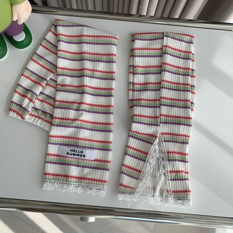 Svītrainas mežģīņu roku sargi sievietēm vasarai – UV aizsardzība, poliestera