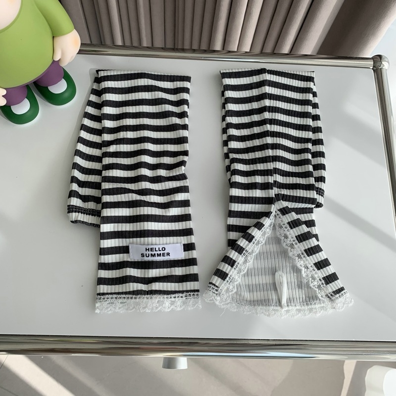 Svītrainas mežģīņu roku sargi sievietēm vasarai – UV aizsardzība, poliestera