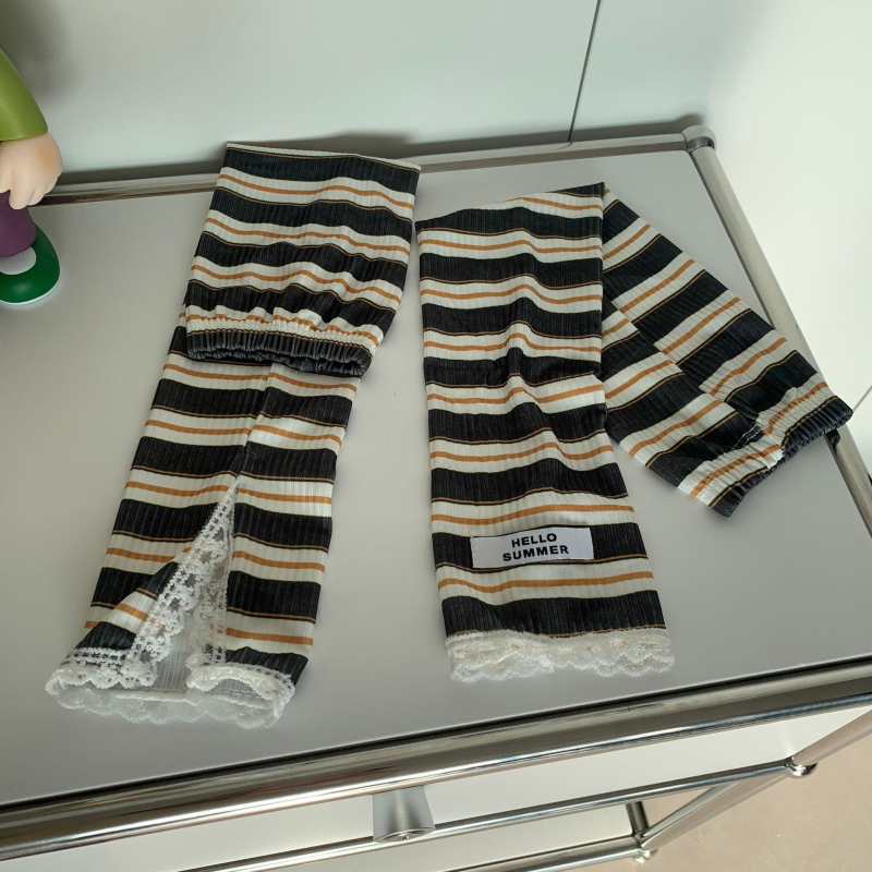 Svītrainas mežģīņu roku sargi sievietēm vasarai – UV aizsardzība, poliestera