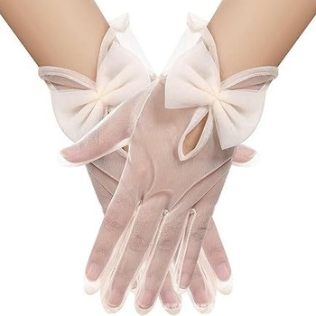 Sieviešu marles cimdi, īss stils, dekoratīvi, mežģīņu atvērtas plaukstas locītavām, caurspīdīgi