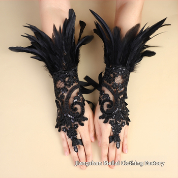 Spārnu pirkstu cimdi ar mežģīnēm dekorācijai ballītēs; sievietēm; Eiropas un Amerikas stils; materiāls: mežģīnes; preces numurs s199