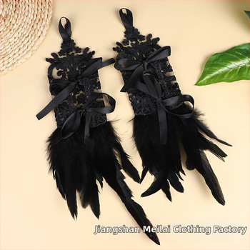 Spārnu pirkstu cimdi ar mežģīnēm dekorācijai ballītēs; sievietēm; Eiropas un Amerikas stils; materiāls: mežģīnes; preces numurs s199