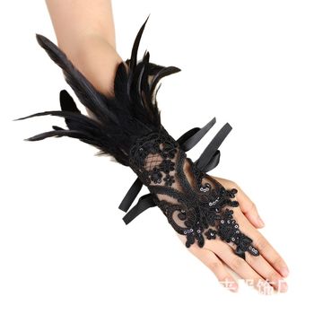 Spārnu pirkstu cimdi ar mežģīnēm dekorācijai ballītēs; sievietēm; Eiropas un Amerikas stils; materiāls: mežģīnes; preces numurs s199