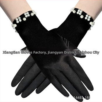 Satīna līgavas cimdi balles vakaram, īsi, ar atdalītiem pirkstiem, oriģinālais dizains, dekoratīvi, sievietēm