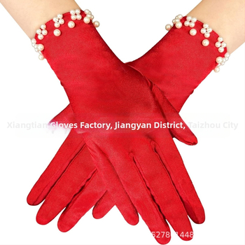 Satīna līgavas cimdi balles vakaram, īsi, ar atdalītiem pirkstiem, oriģinālais dizains, dekoratīvi, sievietēm